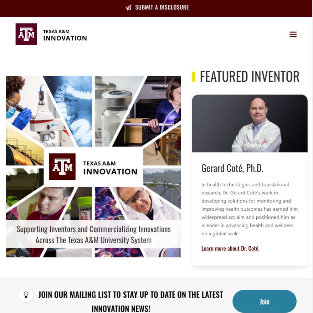 TAMUS Innovation website homepage thumbnail